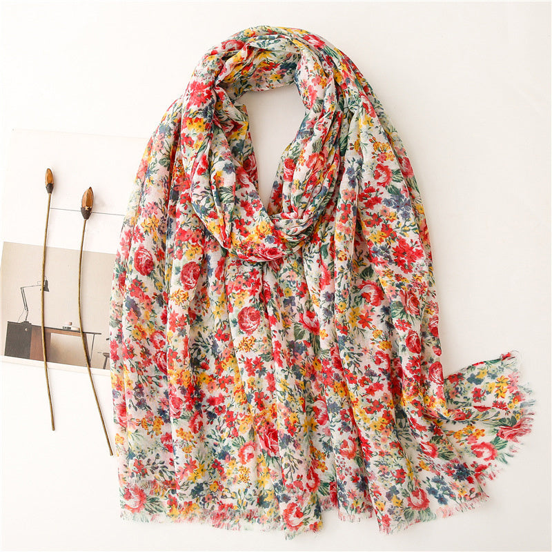 Ditsy Floral Print Shawl Scarf For Women Winter Warm Scarves