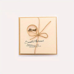 Baby Thank You Card Retro Metal Greeting DIY Folding Birthday Blessing