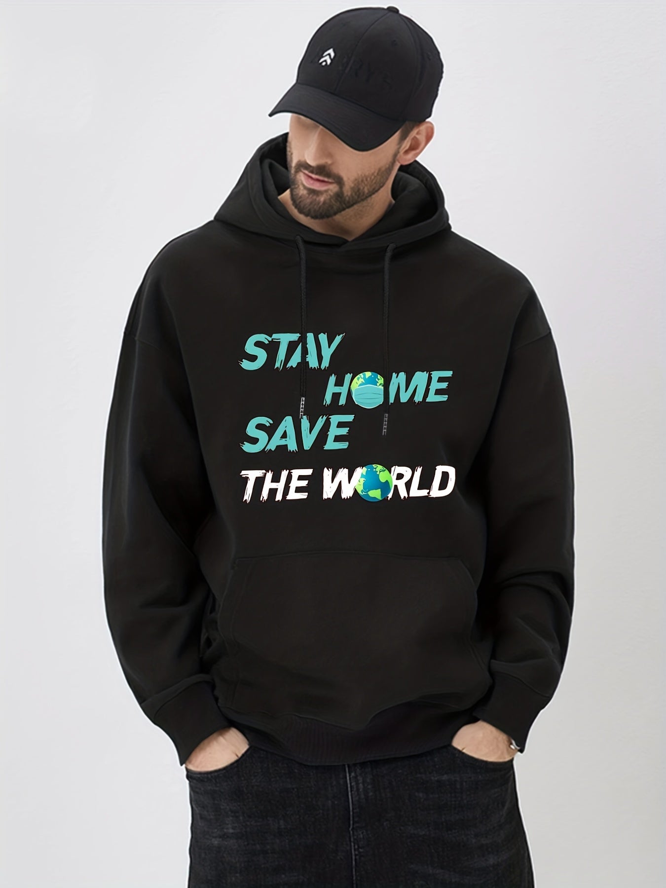 Stay Home Save The World Print Hoodie