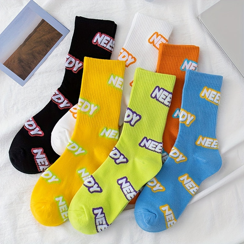 6 Pairs Letter Print Socks Women's Stockings & Hosiery