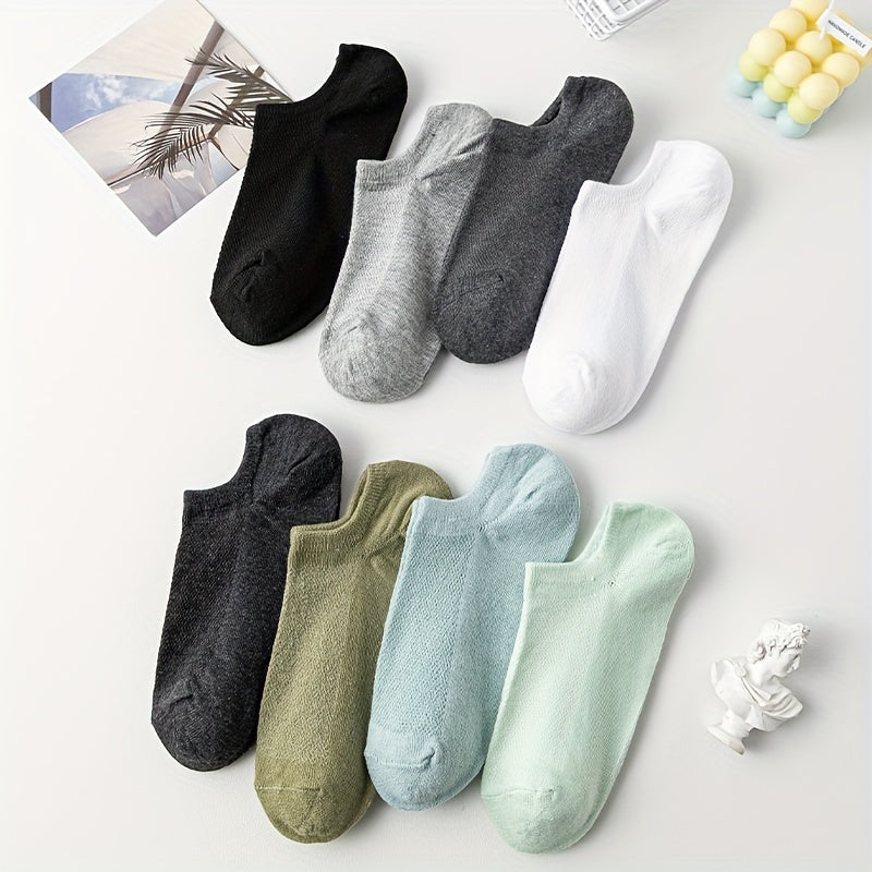 Breathable Lightweight Ankle Socks Women's Stockings - 8 Pairs Solid Socks