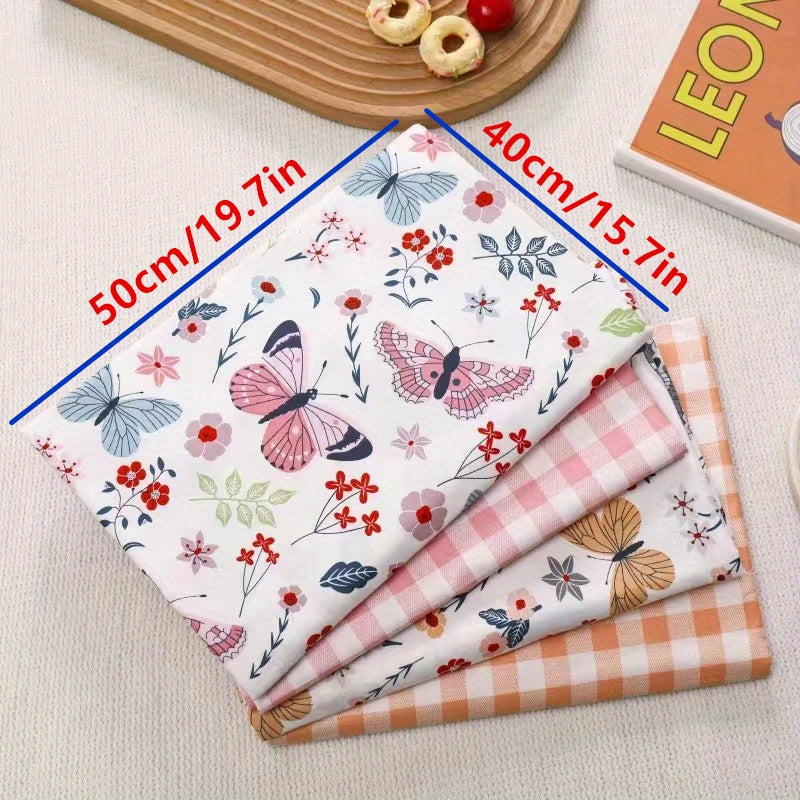 4pcs Floral Butterfly Twill Cotton Fabric DIY Sewing Table Doll Packaging