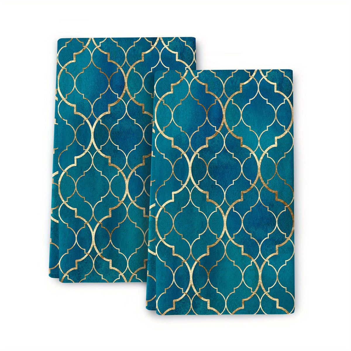 2pcs Teal Moroccan Geometry Ramadan Kitchen Towels Set