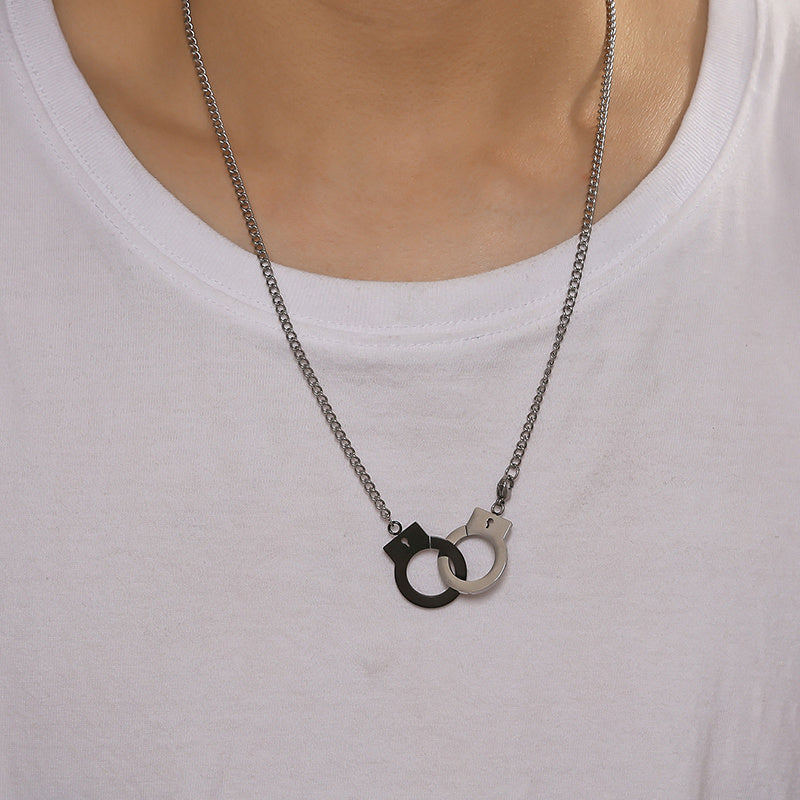 Funky Stainless Steel Handcuff Charm Necklace Men