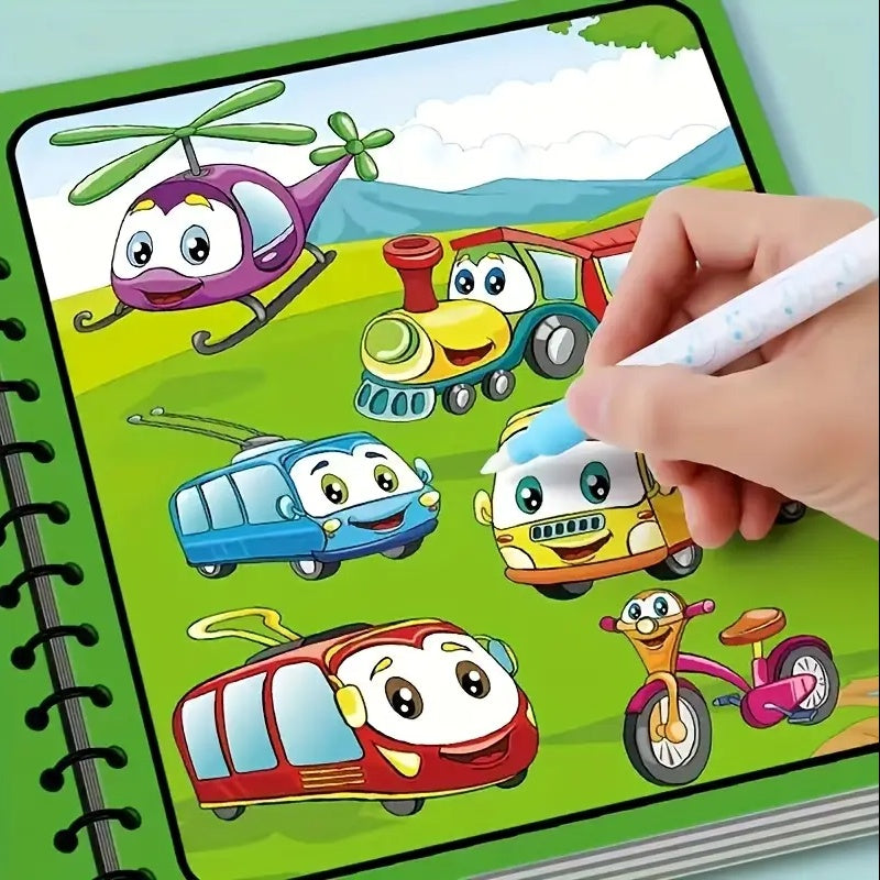 2pcs Water Painting Book Reusable Educational Activity Books and Pens