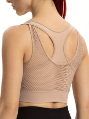 Solid Cut Out Sports Bra High Impact Workout Bra