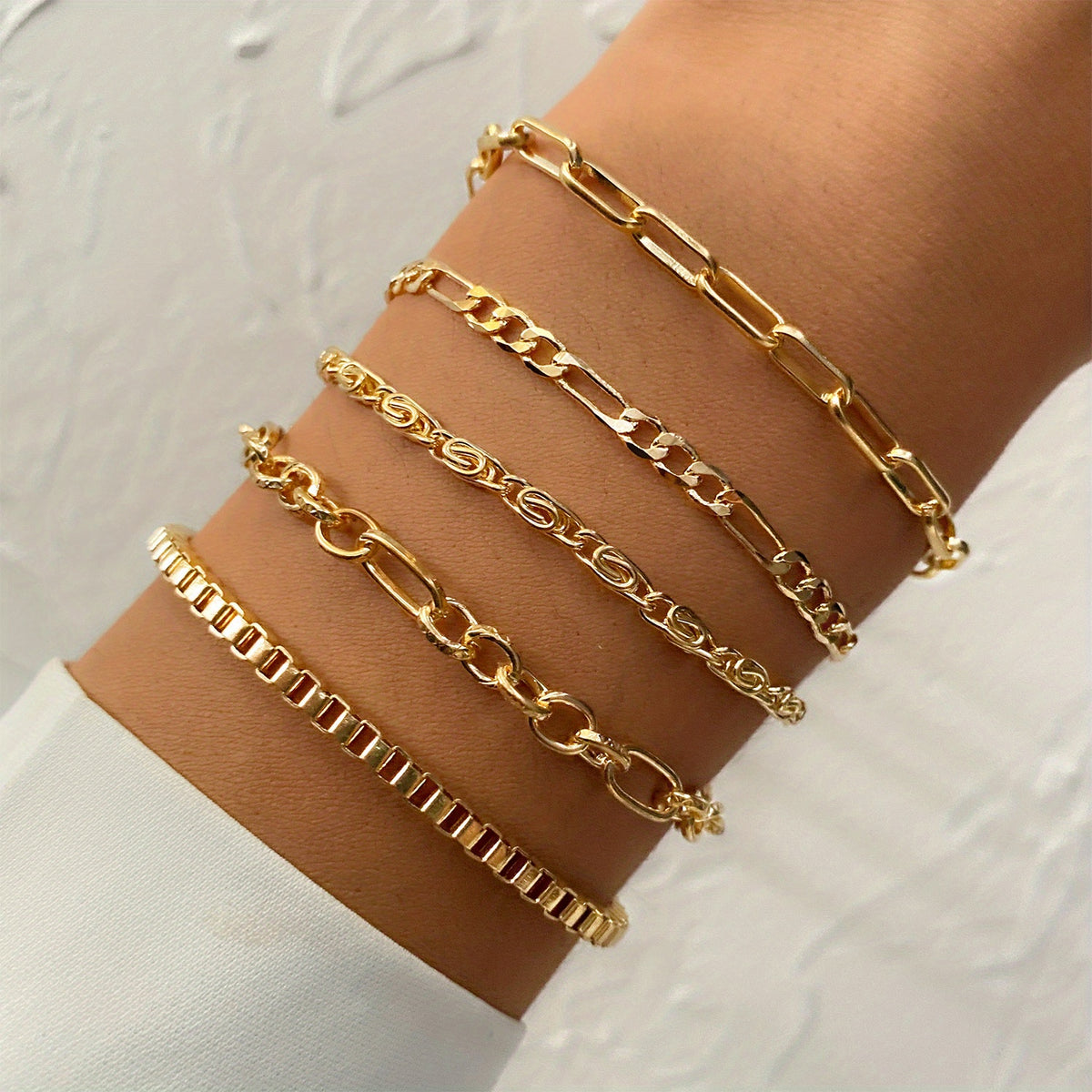 Golden Chain Butterfly Rhinestone Bracelet Set