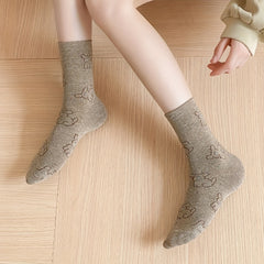 Dog Pattern Socks Soft Mid Tube Stockings Women's Hosiery