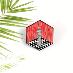Severed Arm Plaster Figure Hexagonal Brooch Lapel