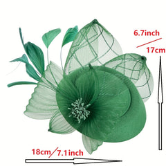 Faux Feather Mesh Veil Head Piece Fascinator for Tea Party Horse Racing
