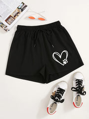 Heart & Dog Paw Print Hotpants Yoga Shorts