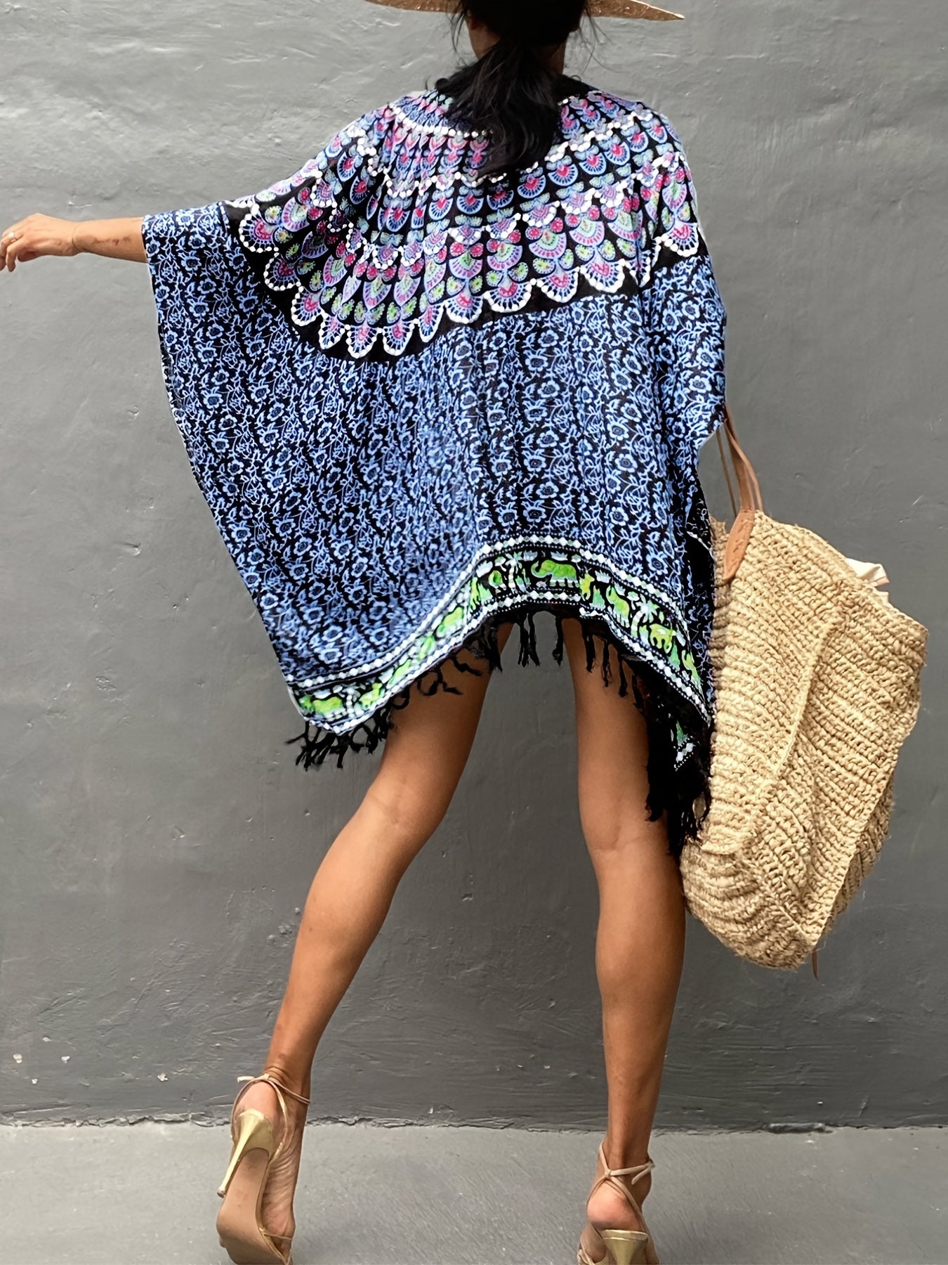 Chiffon Cardigan Blouse with Tassel Decor