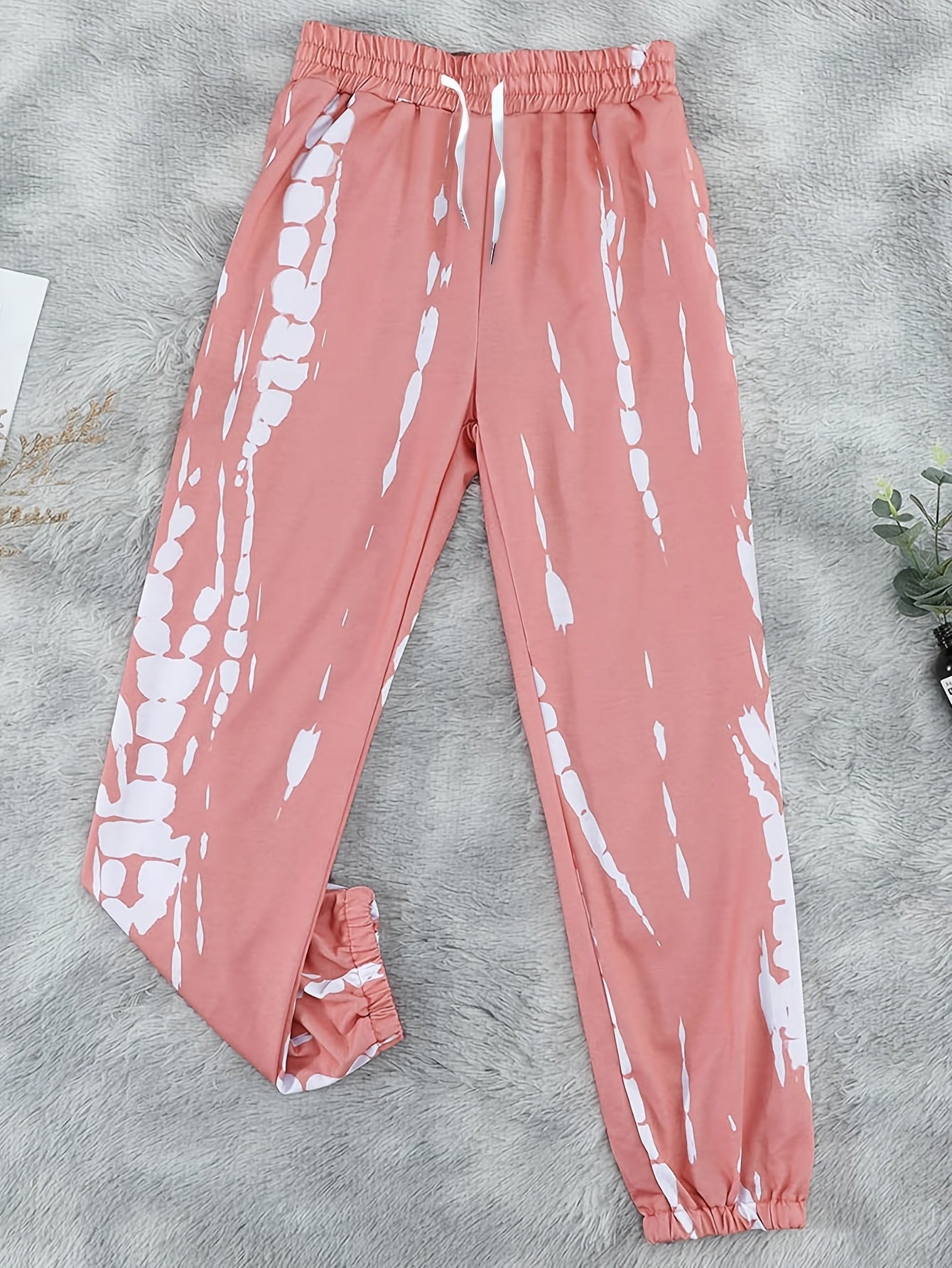 Women's Plus Tie Dye Elastic Tapered Leg Pants