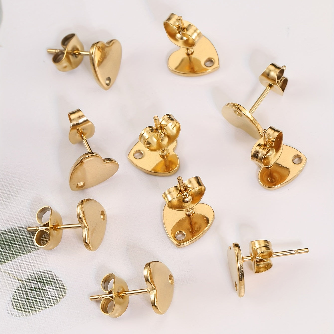 10pcs Stainless Steel Love Heart Drop Earring Studs DIY Earrings Base