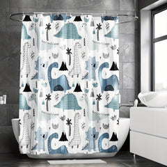 Colorful Dinosaur Shower Curtain Waterproof Bathroom Decor