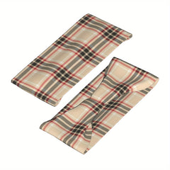 Vintage Plaid Headband Beige Red Pattern