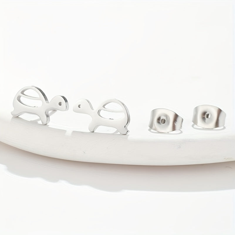 2pcs Men's Stainless Steel Mini Turtle Earrings