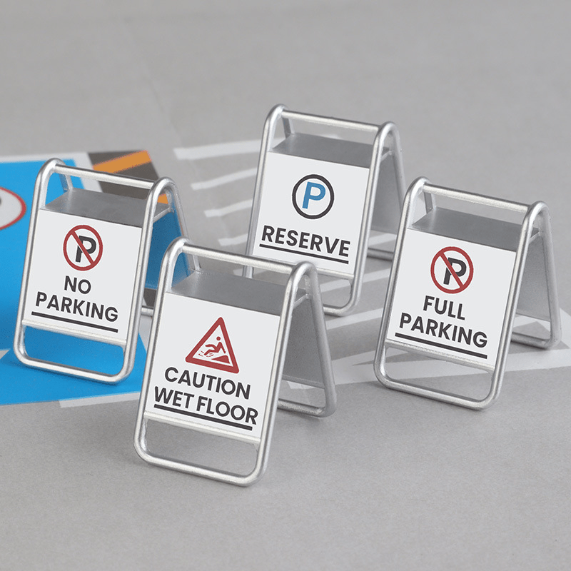 Mini Parking Signs Dollhouse Ornaments Gray Props Desktop Decor Car Interior