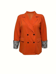  Colorblock Plaid Print Long Sleeve Workwear Blazer