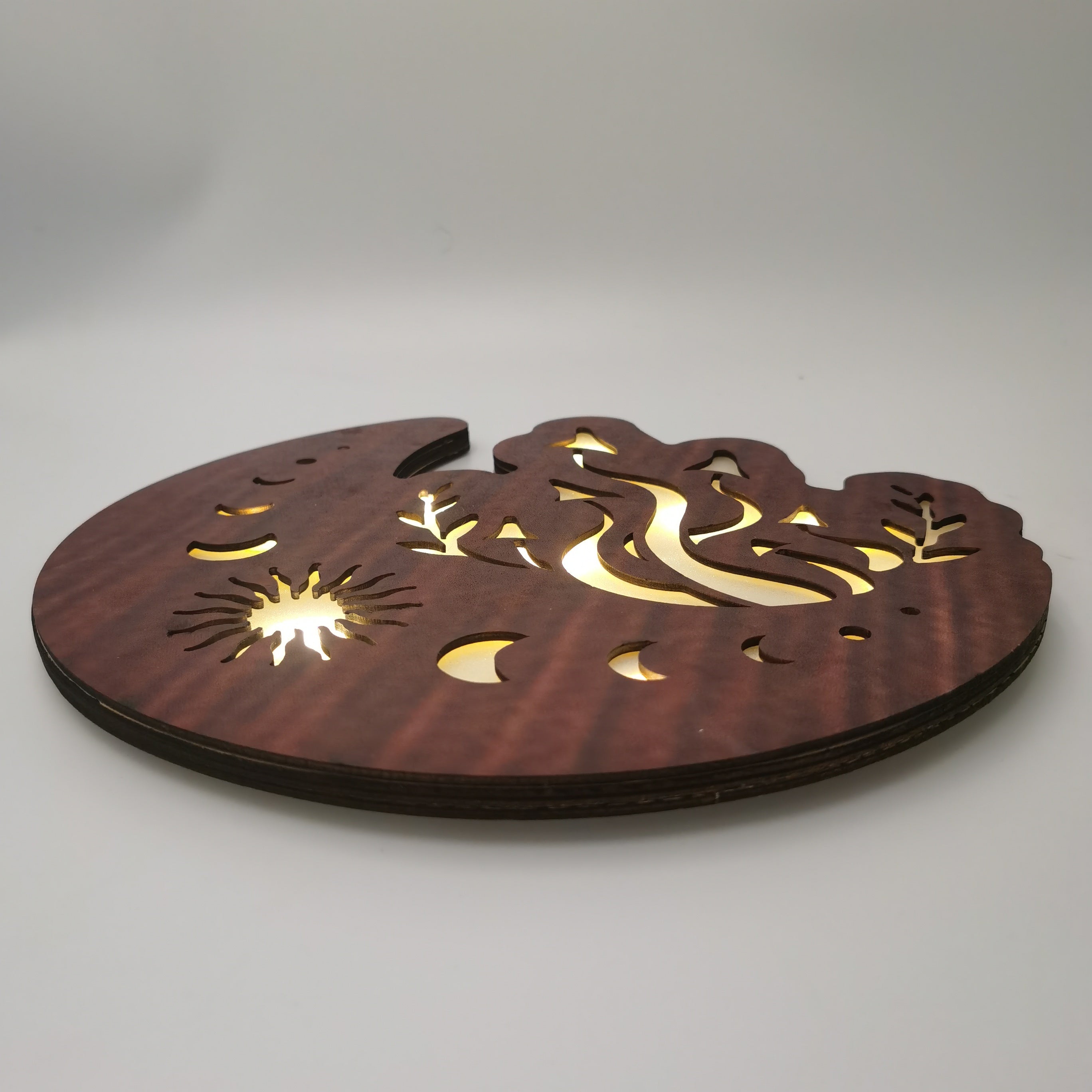 Wooden Moon Stars Night Light Wall Decoration LED Energy-saving Emergency Light