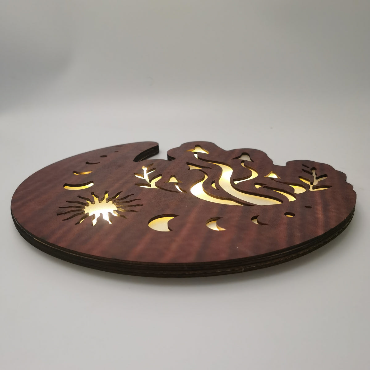 Wooden Moon Stars Night Light Wall Decoration LED Energy-saving Emergency Light