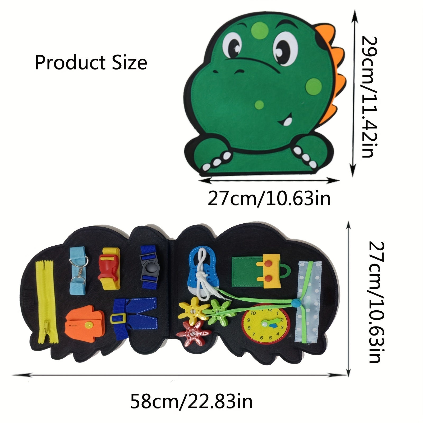 Dinosaur Busy Board Montessori Toys for Toddlers Boys Girls Travel Sensory Book