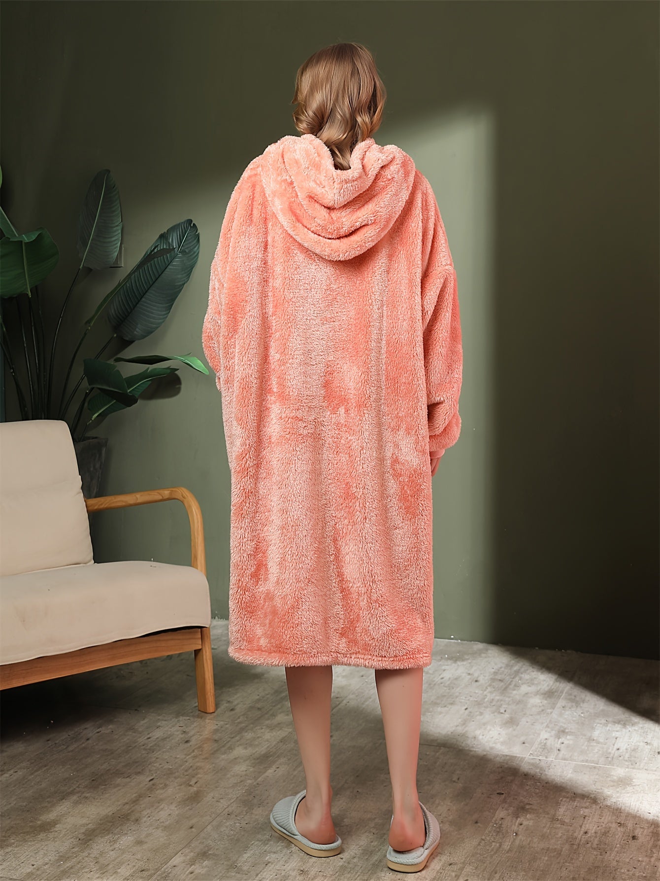 Cozy Hooded Night Robe with Pockets for Women