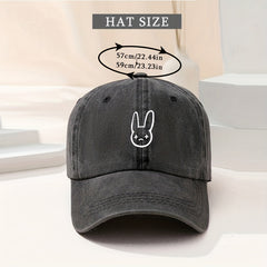 Rabbit Printed Y2K Baseball Cap Vintage Washed Distressed Solid Dad Hats