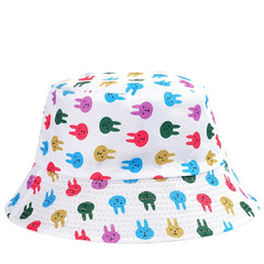 Colorful Rabbit Print Bucket Hat Lightweight Sunshade