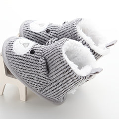 Cartoon Bear Soft Boots for Baby Boys - Warm Fleece Indoor Outdoor Walking