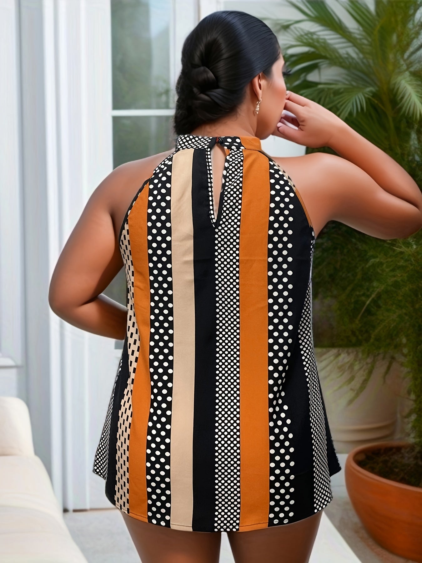  Colorblock Polka Dot Tank Top