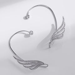 Rhinestone Angel Wing Clip-On Earrings - No Piercing Required