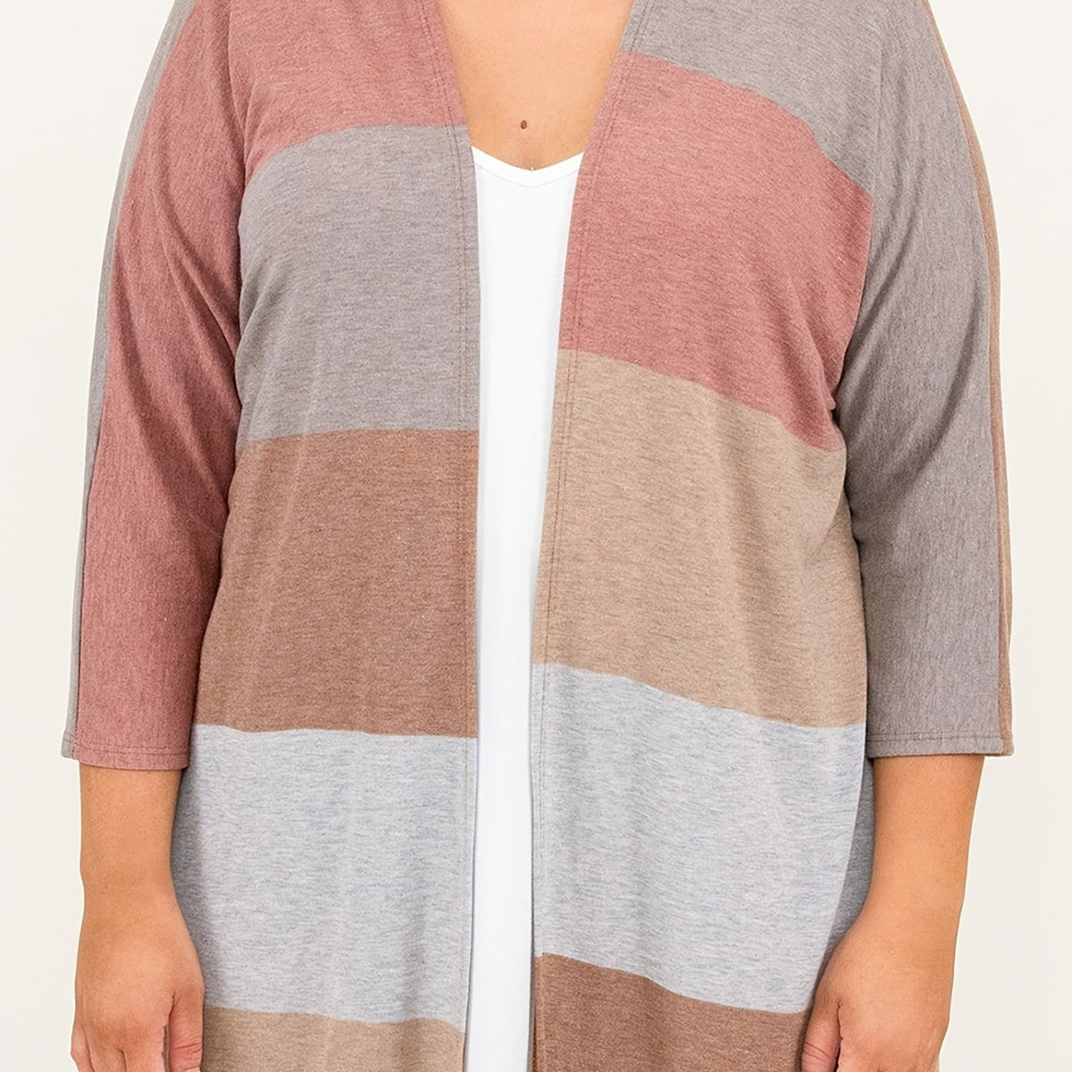  Colorblock Half Sleeve Sweater Cardigan