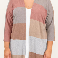  Colorblock Half Sleeve Sweater Cardigan