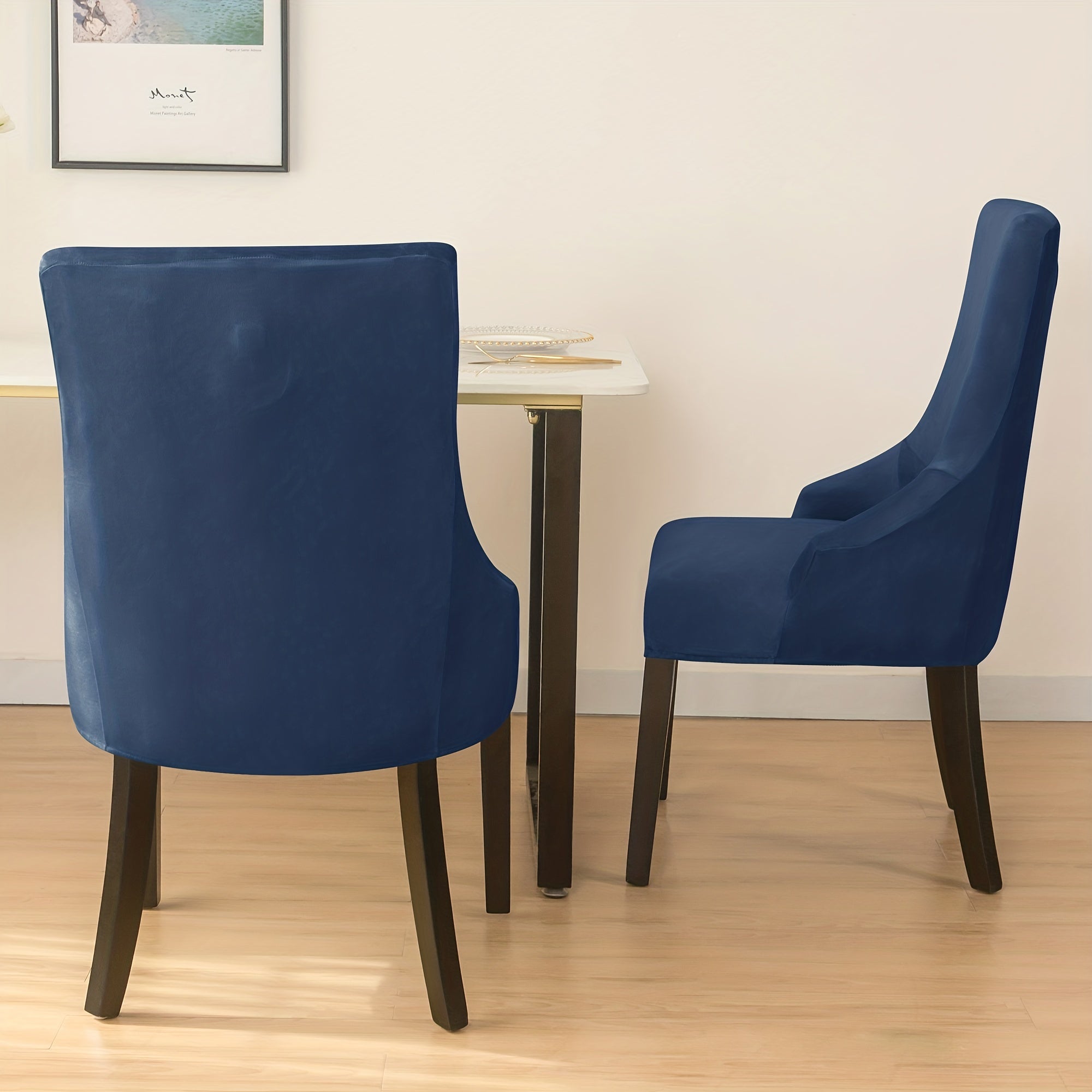 1pc Velvet Small Armrest Dining Chair Slipcover Furniture Protector