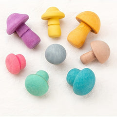 Wooden Mushroom Building Block Set for Halloween, Thanksgiving, Christmas