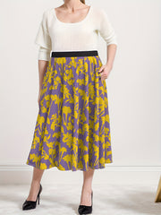  Floral Print Maxi Skirt, High Rise Elastic Waist