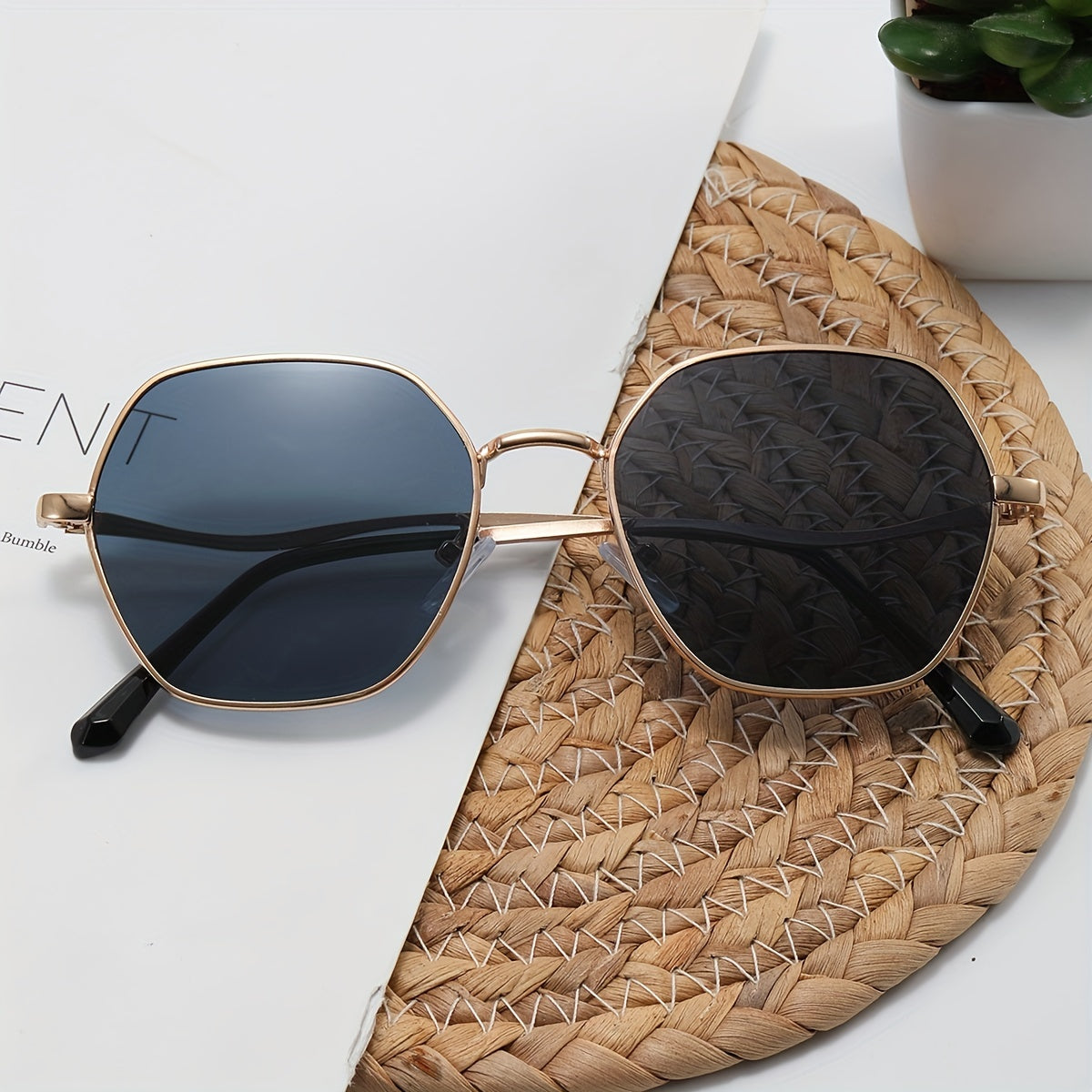Geometric Metal Sunglasses Anti Glare UV400