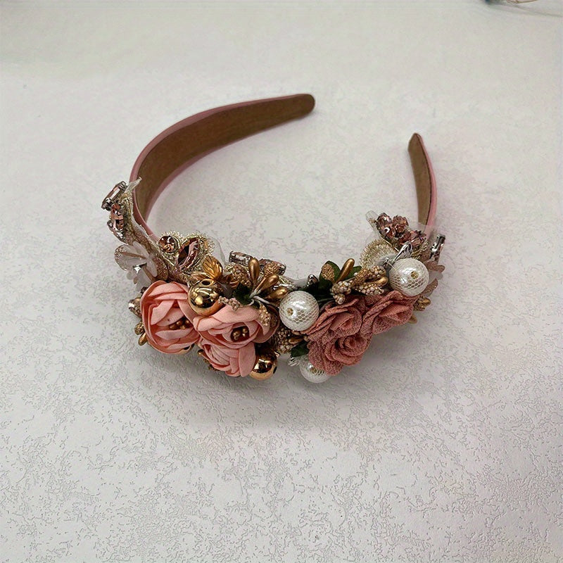 Flower Rhinestone Headband Faux Pearl Head Jewelry Hair Accessories