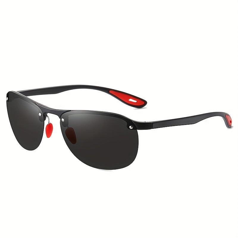 Half Frame Men's Polarized Aviator Sunglasses for Driving