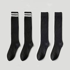 Striped Calf Socks Knee High Hollow Out Women's Stockings