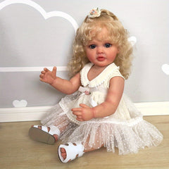 22'' Reborn Baby Doll Blonde Hair Soft Vinyl Princess Anime Theme