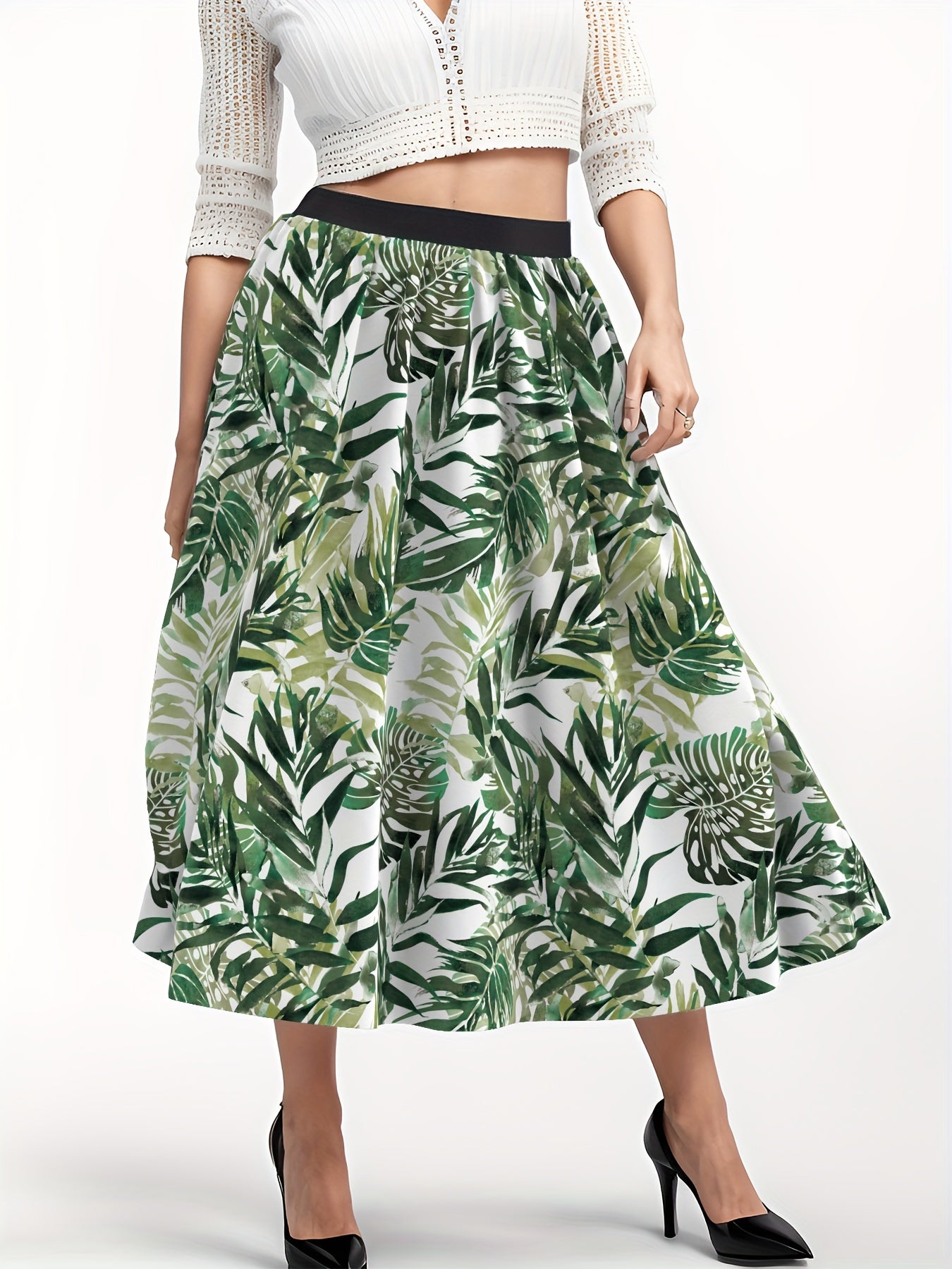  Tropical Print Maxi Skirt