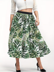  Tropical Print Maxi Skirt