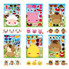 12pcs Farm Animals Make A Face Stickers DIY Craft Fantasy Animals Party Supplies