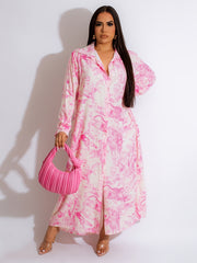  Leopard Print Deep V Neck Maxi Dress