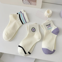 5 Pairs Floral & Heart Print Socks Women's Stockings