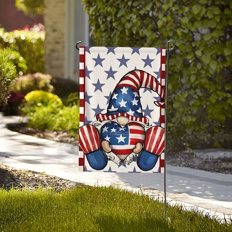 Gnome Garden Flag Double Sided 30x45cm for Independence Day Decor