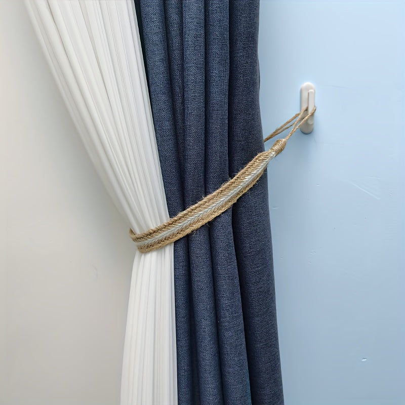 2pcs Curtain Rope Curtain Buckle Knitted Knot Braided Window Curtain Tiebacks