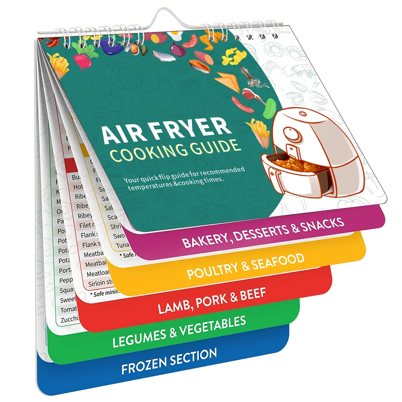 1pc Air Fryer Cheat Sheet Magnets Cooking Guide Booklet